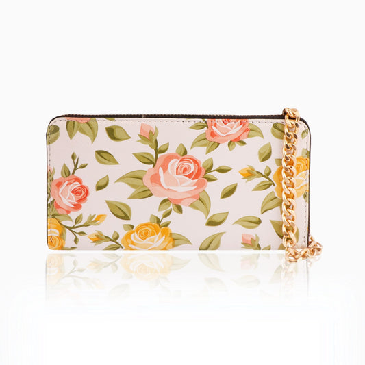 Orange Flower Women's Vegan Leather Clutch