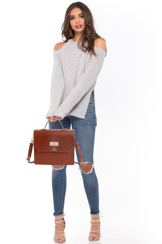 Women’s Brown Vegan Leather Top Handle Sling Bag