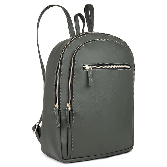 Olive Green Vegan Leather Backpack – Everyday Style for College, Work & Travel