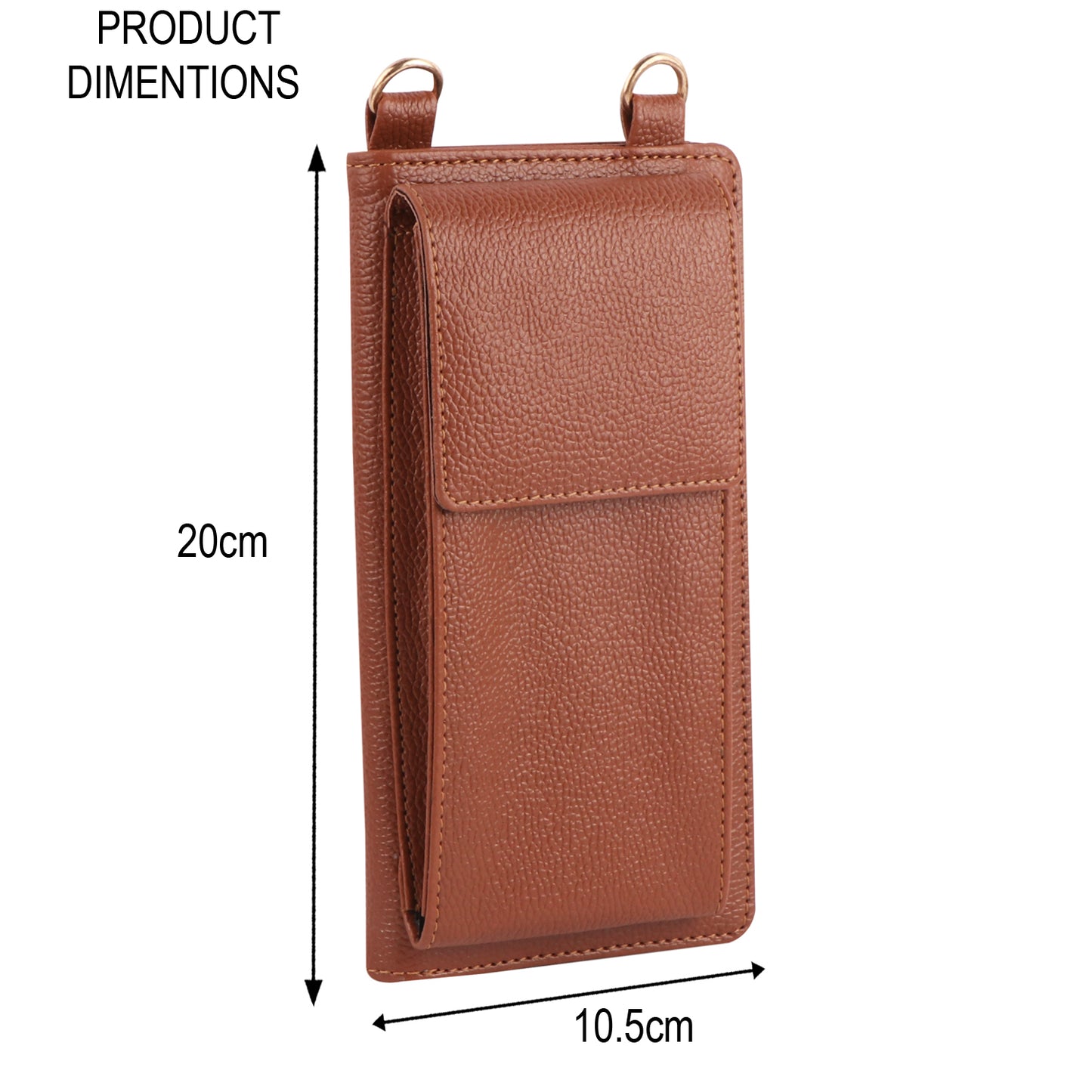 Brown Vegan Leather Sling Wallet – Stylish Mobile Purse for Women