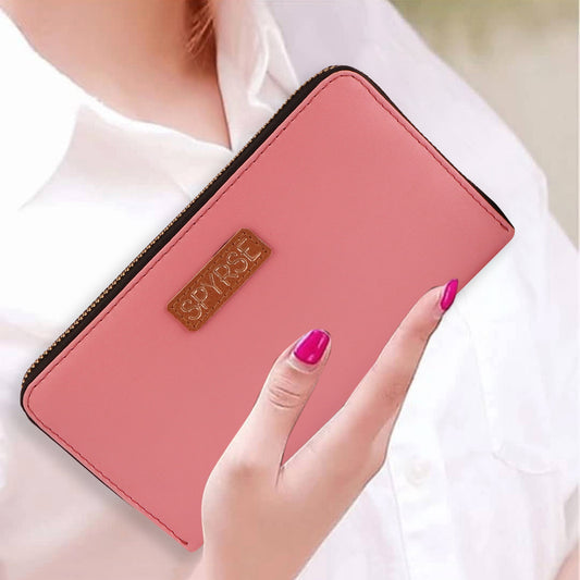 Pink Vegan Leather Women’s Clutch with Gold Chain | Elegant & Trendy Wallet