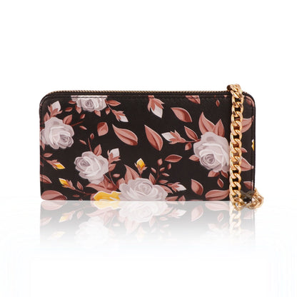 Black Printed Flower Wallets For Women's