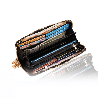 Black Printed Flower Wallets For Women's