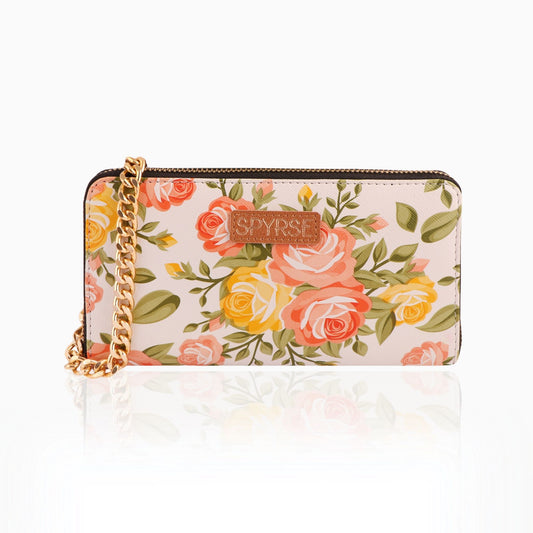 Orange Flower Women's Vegan Leather Clutch