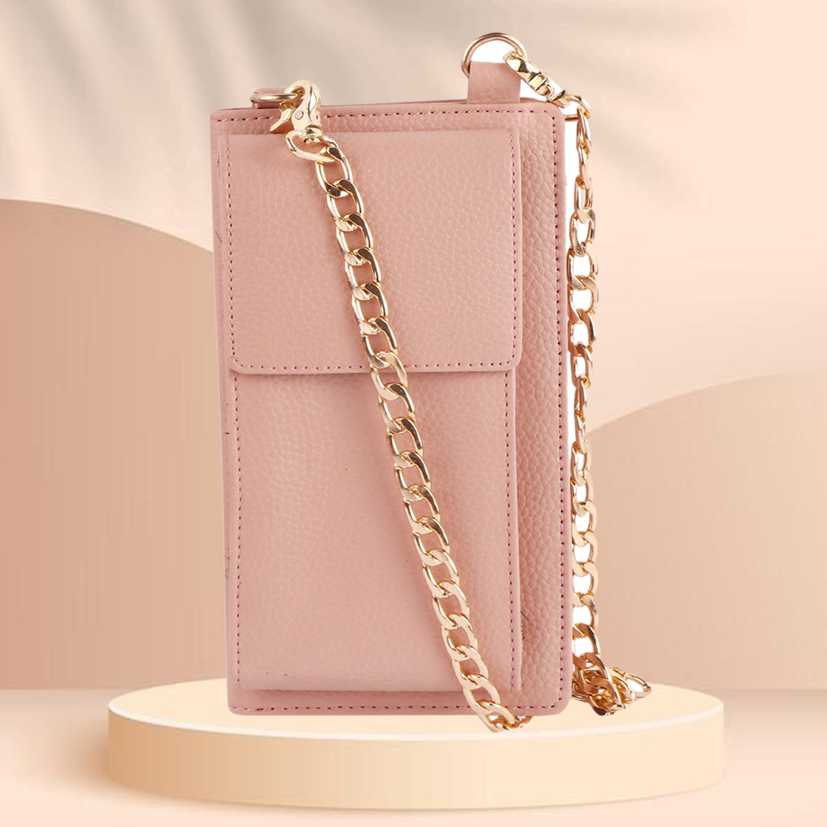 Pink Vegan Leather Mobile Sling Wallet for Women | Crossbody Phone Bag