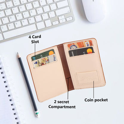 Brown Vegan Leather Card Holder for Men Women