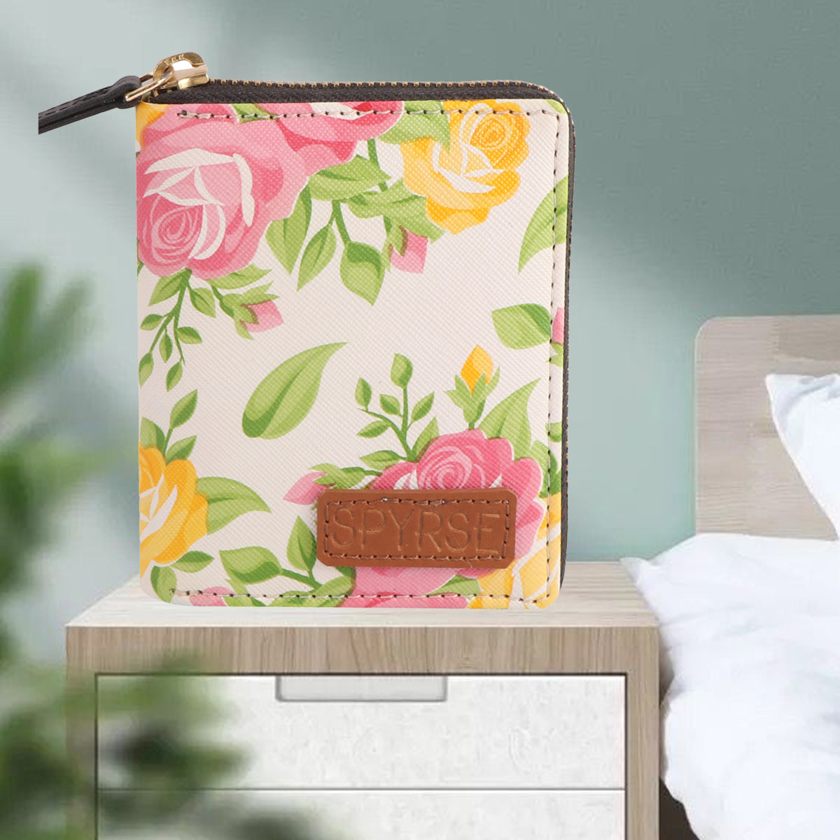 Pink Floral Print Women’s Vegan Leather Wallet