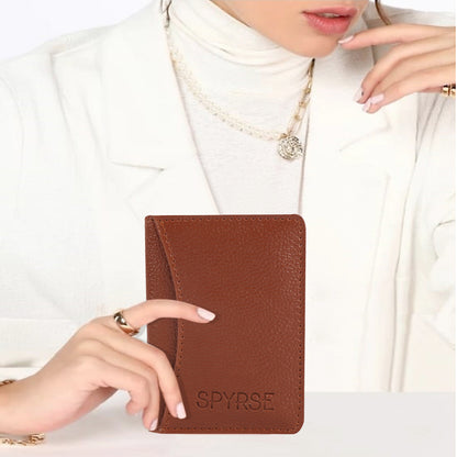 Brown Vegan Leather Card Holder for Men Women