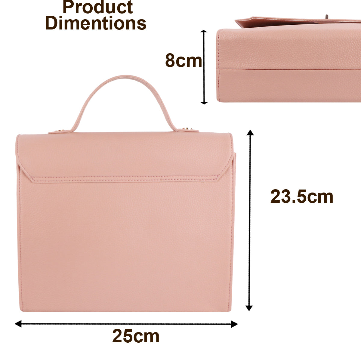 Pink Vegan Leather Sling Bag for Women | Elegant Top Handle Shoulder Bag
