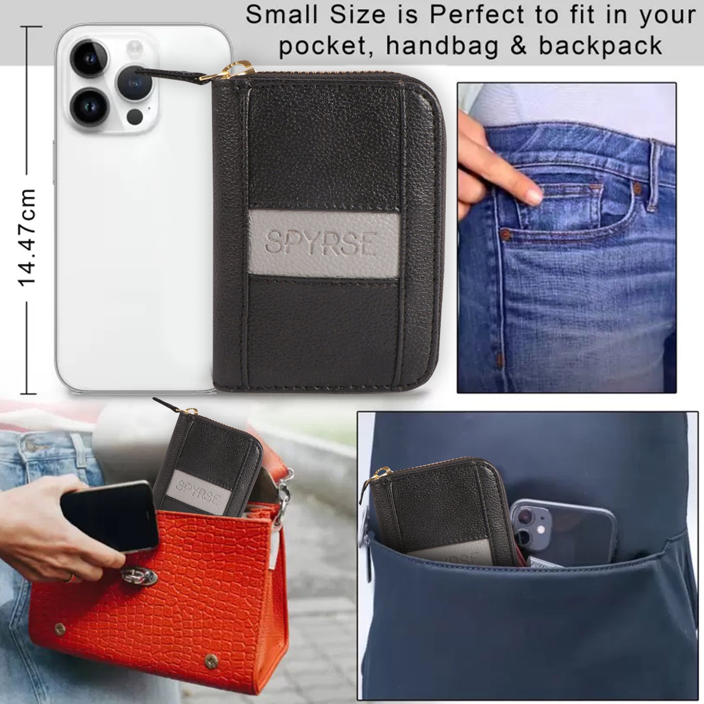 Black Vegan Leather Mini Wallet