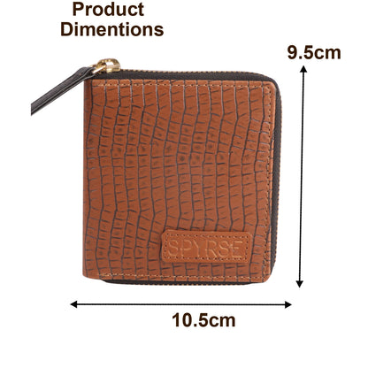 Women’s Brown Crocodile Pattern Vegan Leather Zip Wallet