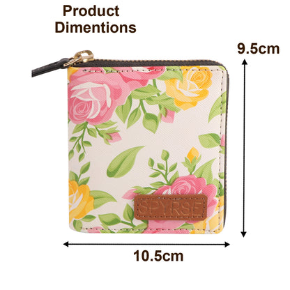 Pink Floral Print Women’s Vegan Leather Wallet