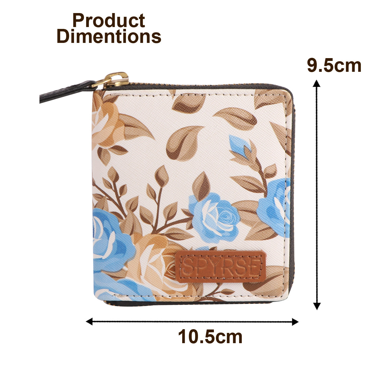 Blue Floral Vegan Leather Women’s Wallet – Compact & Stylish