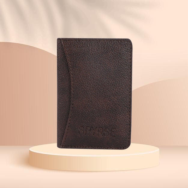 Dark Brown Vegan Leather Card Holder 6 Card Slot