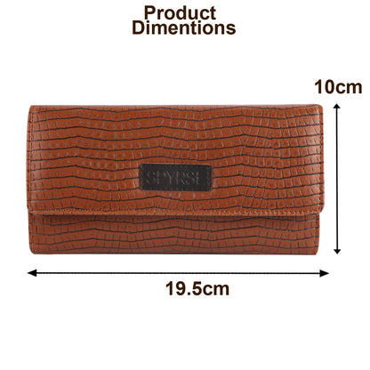 Tan Vegan Leather Women’s Wallet | Crocodile Texture