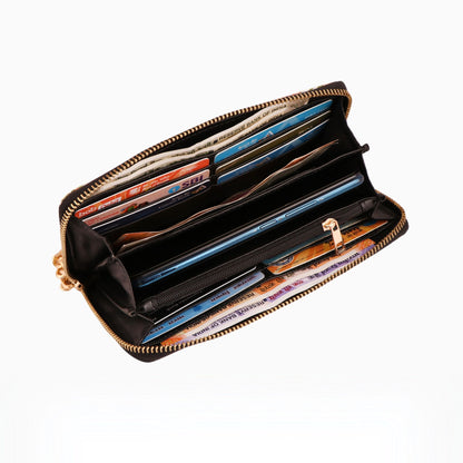 Orange Flower Women's Vegan Leather Clutch