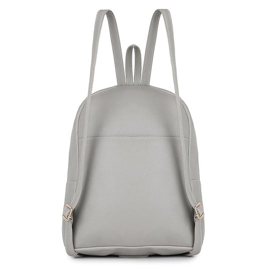 Grey Vegan Leather Backpack for Women | College, Work & Travel