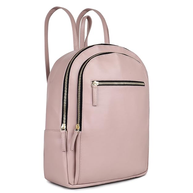 Women’s Pink Vegan Leather Backpack | Multiple Compartments