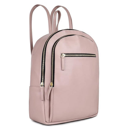 Women’s Pink Vegan Leather Backpack | Multiple Compartments