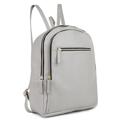 Grey Vegan Leather Backpack for Women | College, Work & Travel