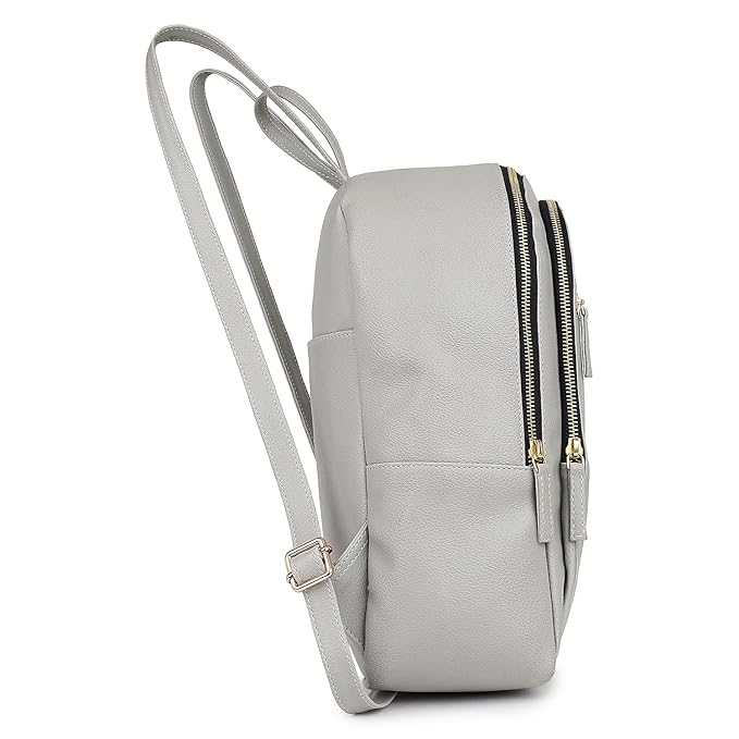 Grey Vegan Leather Backpack for Women | College, Work & Travel