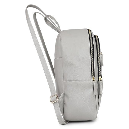 Grey Vegan Leather Backpack for Women | College, Work & Travel