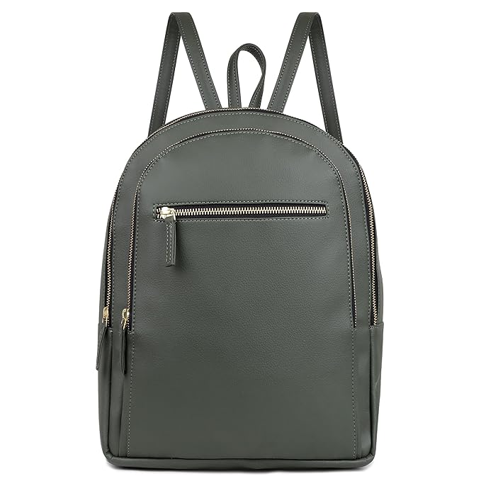 Olive Green Vegan Leather Backpack – Everyday Style for College, Work & Travel