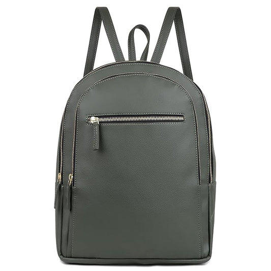 Olive Green Vegan Leather Backpack – Everyday Style for College, Work & Travel
