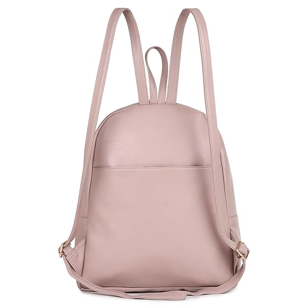 Women’s Pink Vegan Leather Backpack | Multiple Compartments