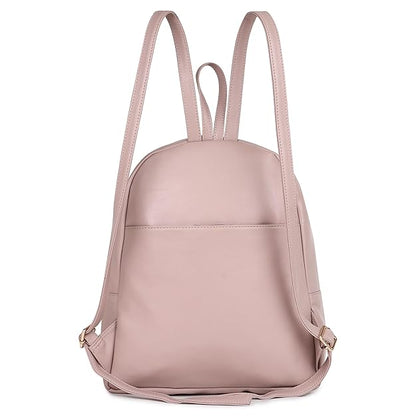 Women’s Pink Vegan Leather Backpack | Multiple Compartments