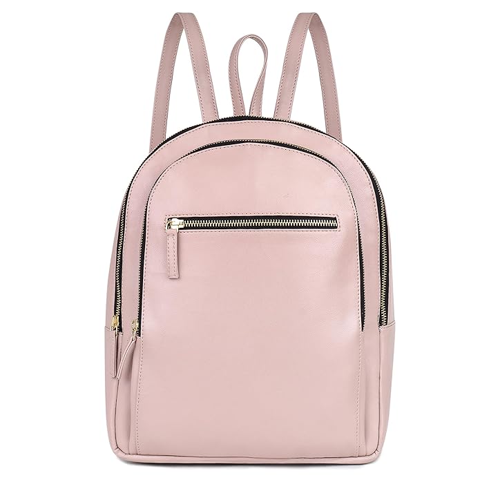 Women’s Pink Vegan Leather Backpack | Multiple Compartments