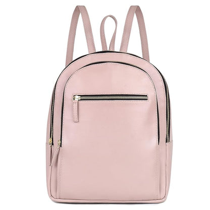 Women’s Pink Vegan Leather Backpack | Multiple Compartments