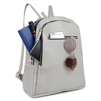 Grey Vegan Leather Backpack for Women | College, Work & Travel