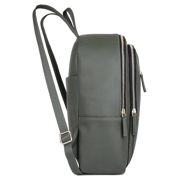 Olive Green Vegan Leather Backpack – Everyday Style for College, Work & Travel