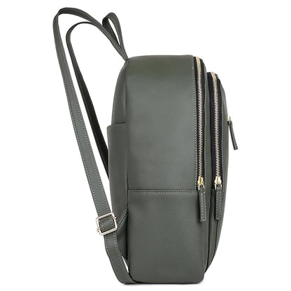 Olive Green Vegan Leather Backpack – Everyday Style for College, Work & Travel