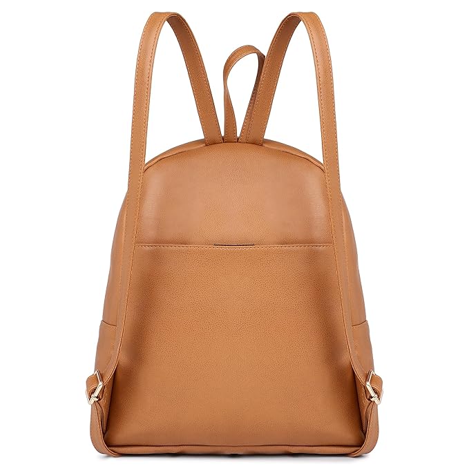 Tan Vegan Leather Women’s Backpack | Lightweight Travel College Bag