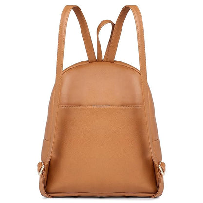 Tan Vegan Leather Women’s Backpack | Lightweight Travel College Bag