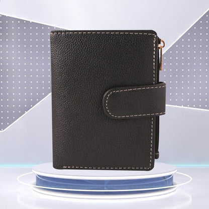 Black Vegan Leather Women's Wallet | Compact Bi-Fold Purse