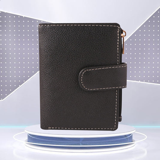 Black Vegan Leather Women's Wallet | Compact Bi-Fold Purse