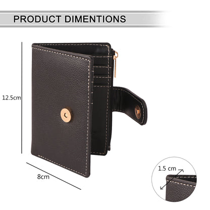 Black Vegan Leather Women's Wallet | Compact Bi-Fold Purse