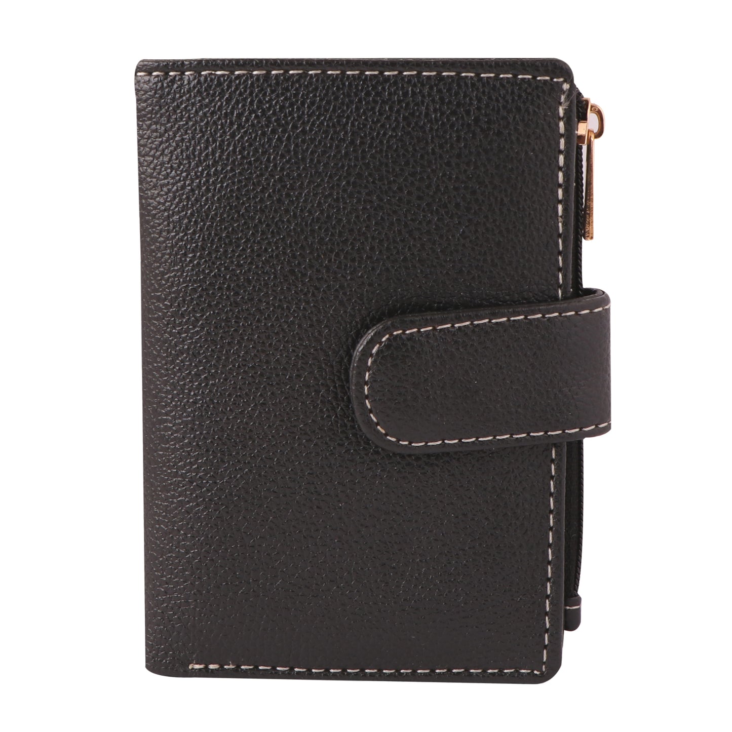 Black Vegan Leather Women's Wallet | Compact Bi-Fold Purse