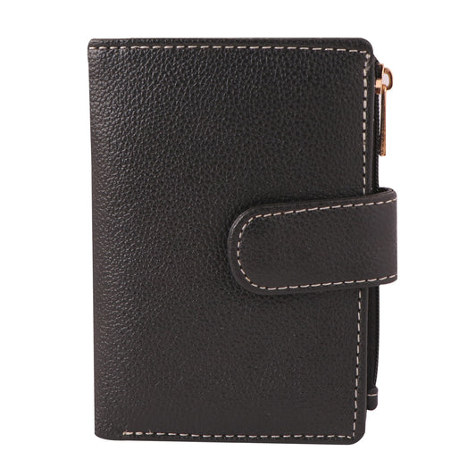 Black Vegan Leather Women's Wallet | Compact Bi-Fold Purse