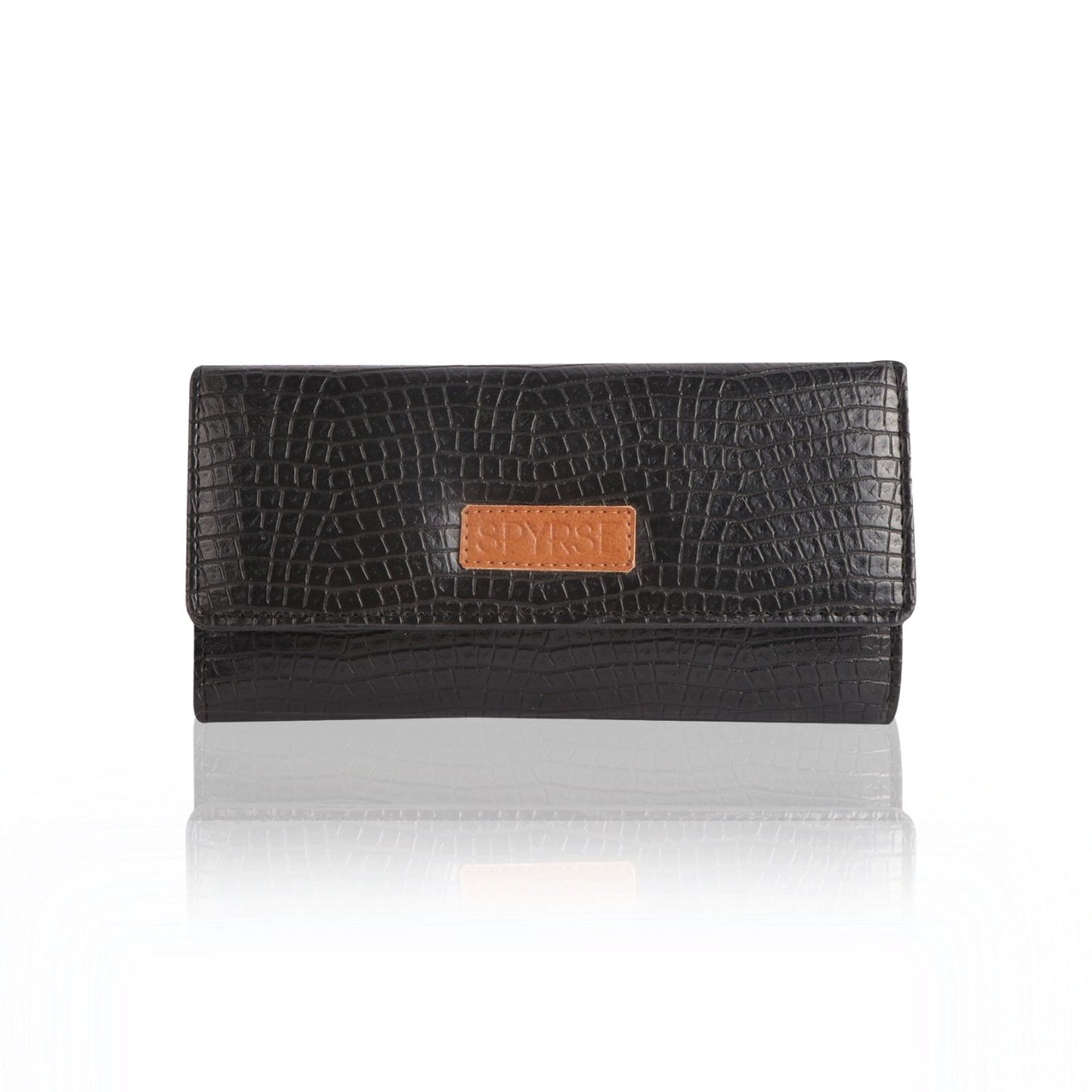 Black Crocodile Vegan Leather women's Clutch