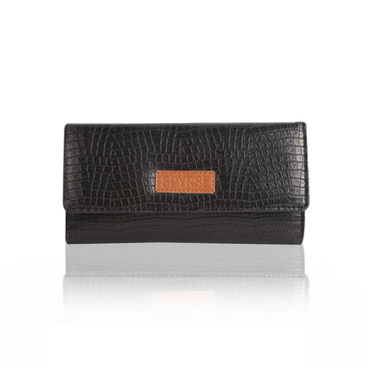 Black Crocodile Vegan Leather women's Clutch