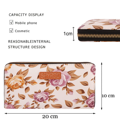 Floral Bloom Vegan Leather Women’s Clutch with Gold Chain