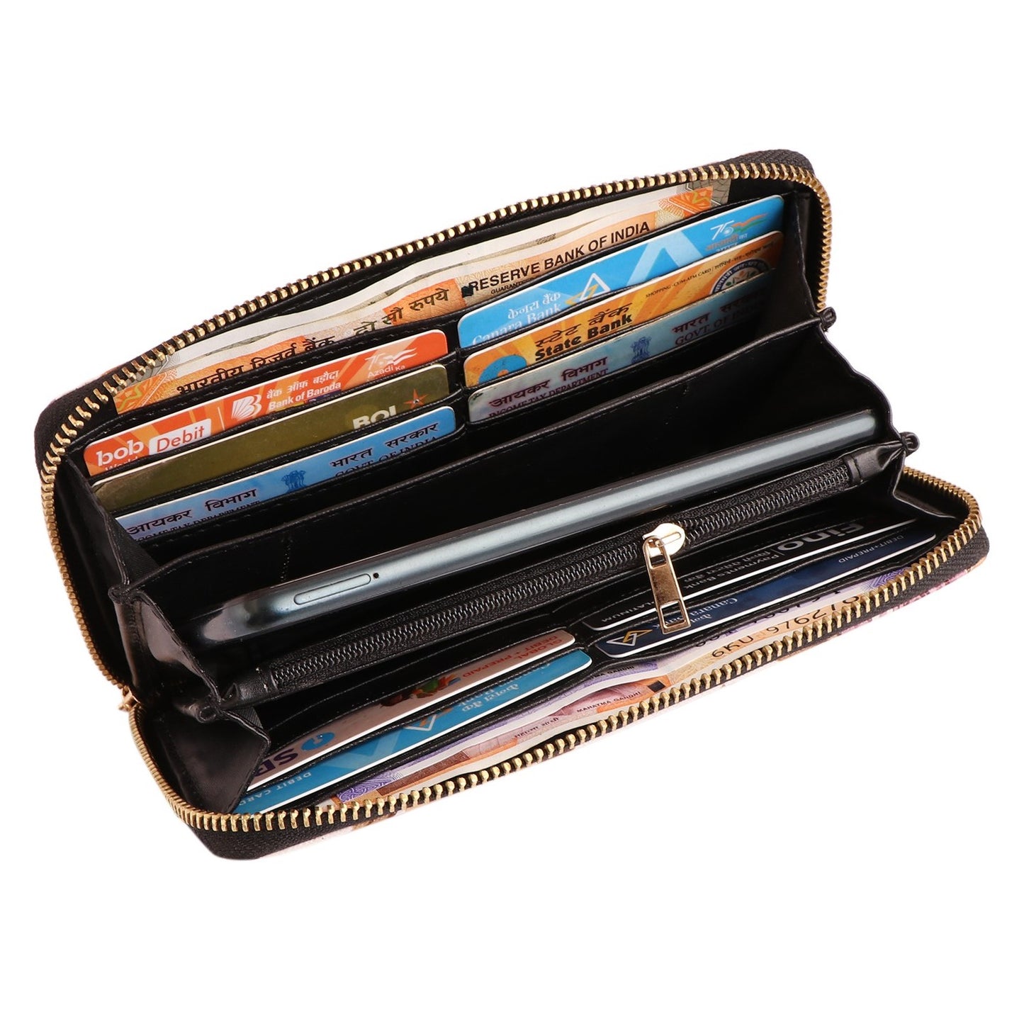 Floral Bloom Vegan Leather Women’s Clutch with Gold Chain