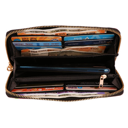 Color Bloom Floral Vegan Leather Women’s Clutch Purse with Gold Chain