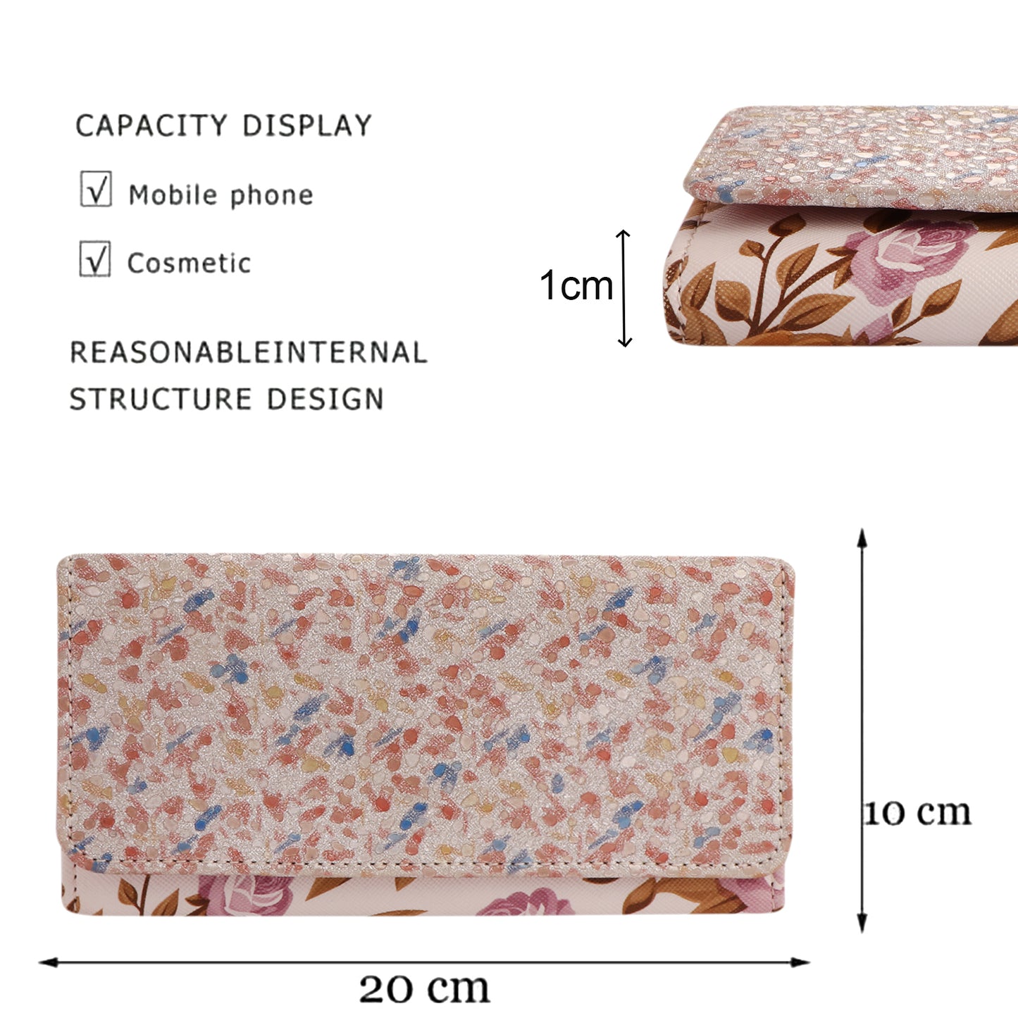 Multicolor Pebble Vegan Leather Women’s Wallet Clutch