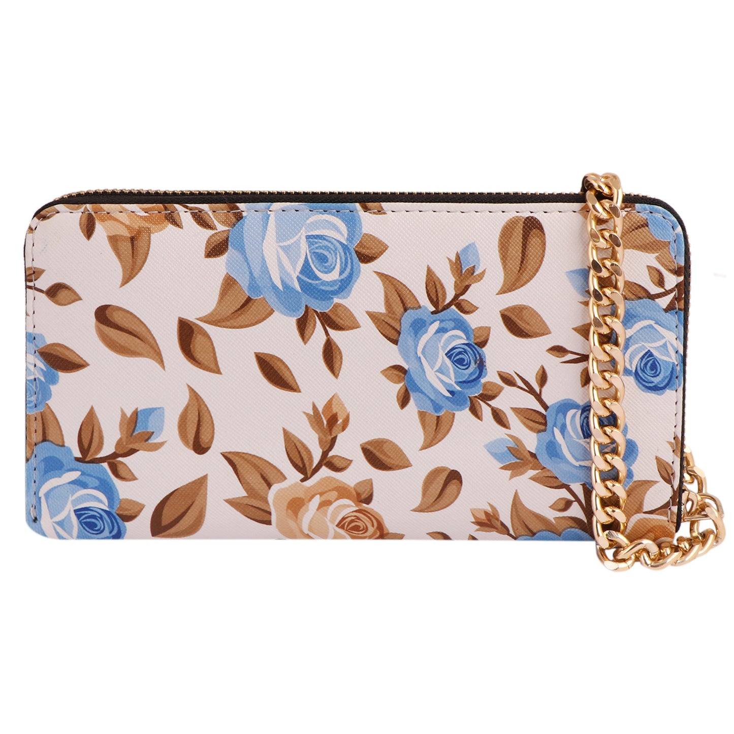 Blue Floral Vegan Leather Clutch | Elegant Party & Casual Chain Purse for Women