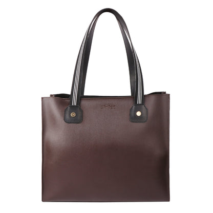 Brown Vegan Leather Tote Bag for Women – Stylish Office, Everyday Shoulder Handbag